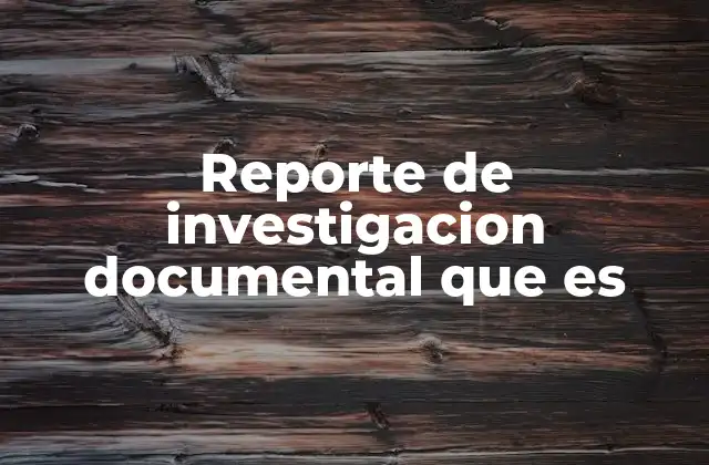 Reporte de Investigacion Documental que es