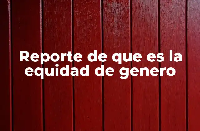 Reporte de que es la Equidad de Genero