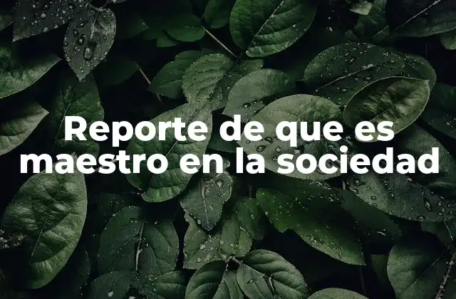 Reporte de que es Maestro en la Sociedad