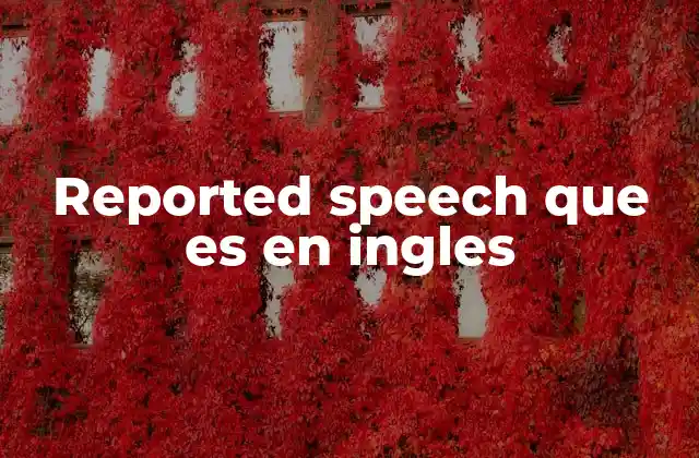 Reported Speech que es en Ingles