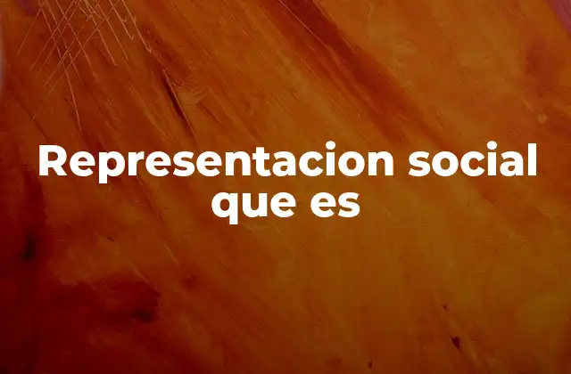 Representacion Social que es