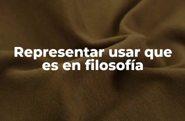 Representar Usar que es en Filosofía