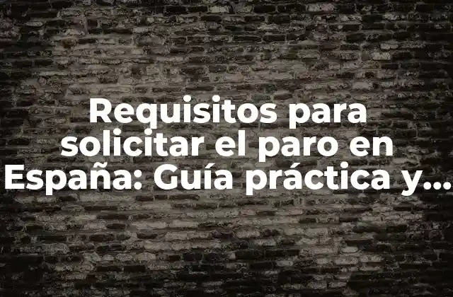 Requisitos para Solicitar el Paro en España: Guía Práctica y Actualizada