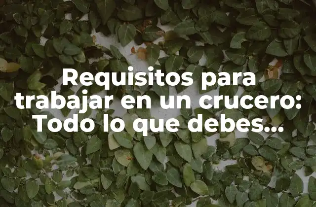 Requisitos para Trabajar en un Crucero: Todo Lo que Debes Saber