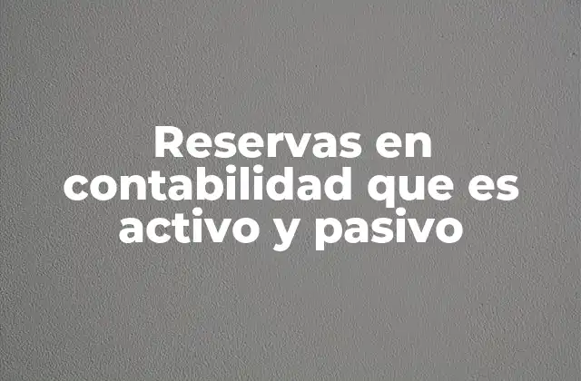 Reservas en Contabilidad que es Activo y Pasivo