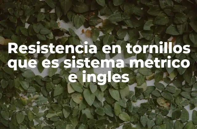 Resistencia en Tornillos que es Sistema Metrico e Ingles 2 Diferencias entre los sistemas métrico e inglés en la clasificación de tornillos