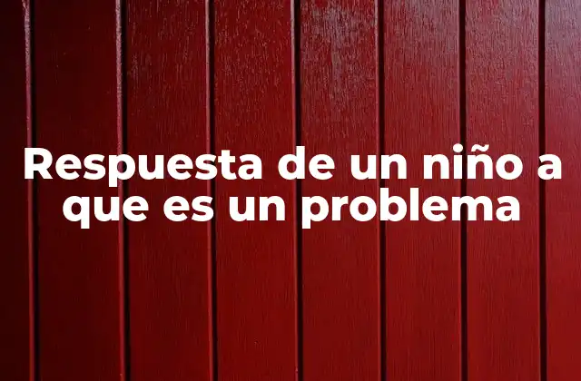 Respuesta de un Niño a que es un Problema