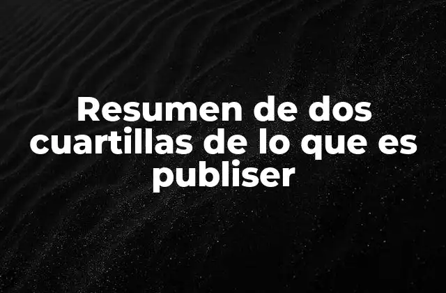 Resumen de Dos Cuartillas de Lo que es Publiser