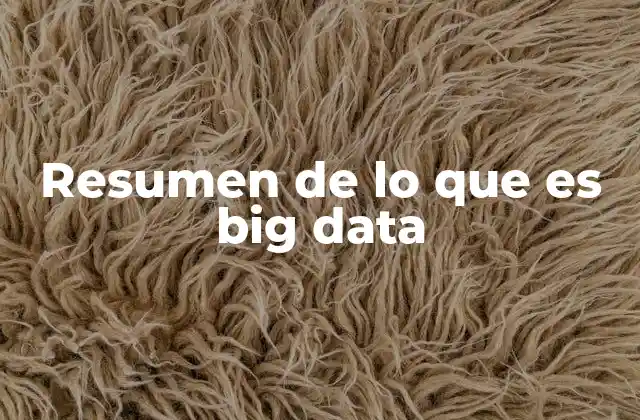Resumen de Lo que es Big Data