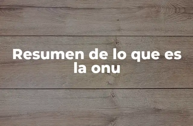 Resumen de Lo que es la Onu