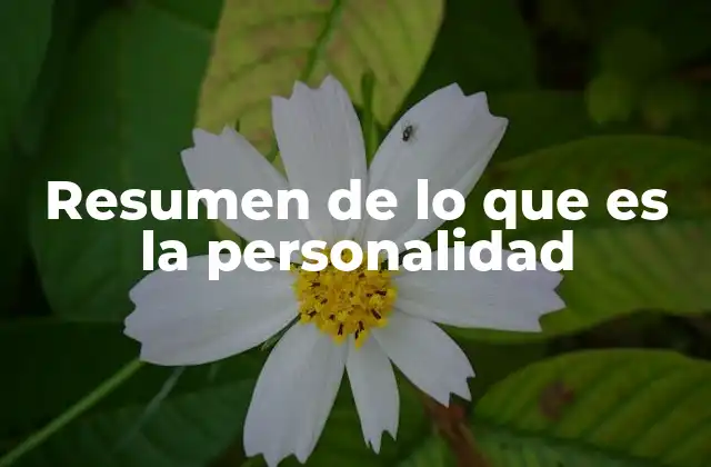 Resumen de Lo que es la Personalidad