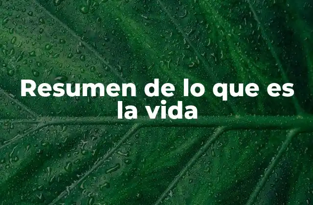 Resumen de Lo que es la Vida