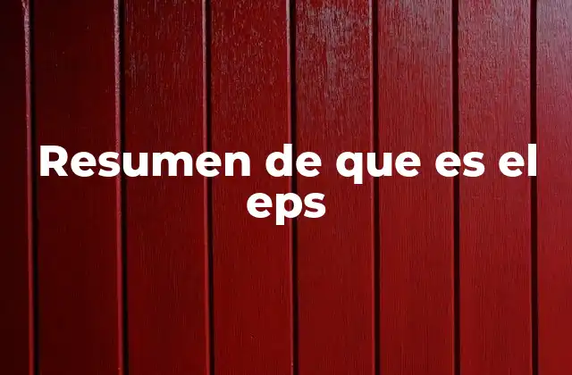 Resumen de que es el Eps