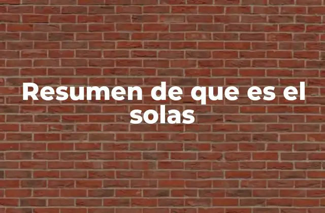 Resumen de que es el Solas