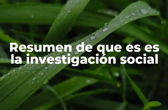 Resumen de que es es la Investigación Social