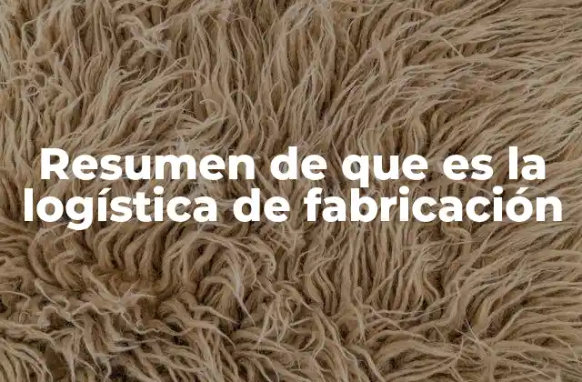 Resumen de que es la Logística de Fabricación