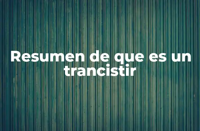 Resumen de que es un Trancistir