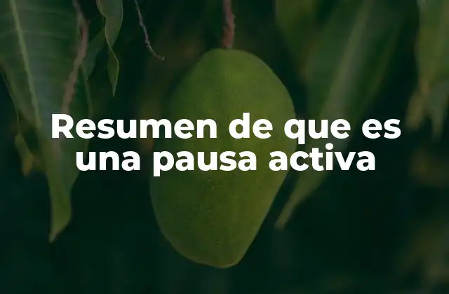 Resumen de que es una Pausa Activa
