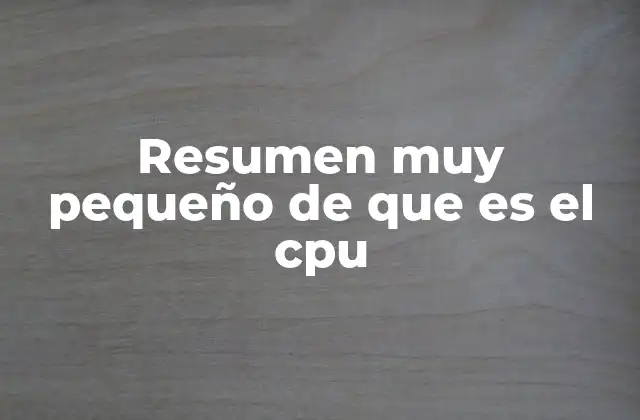 Resumen Muy Pequeño de que es el Cpu