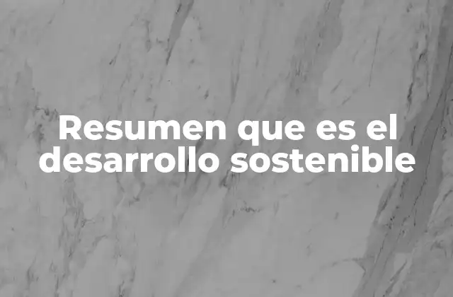 Resumen que es el Desarrollo Sostenible