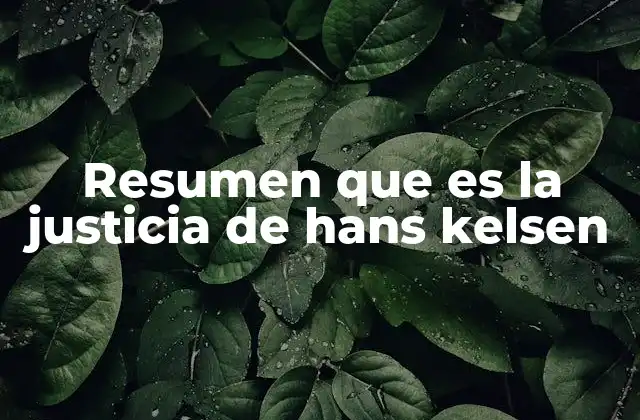 Resumen que es la Justicia de Hans Kelsen