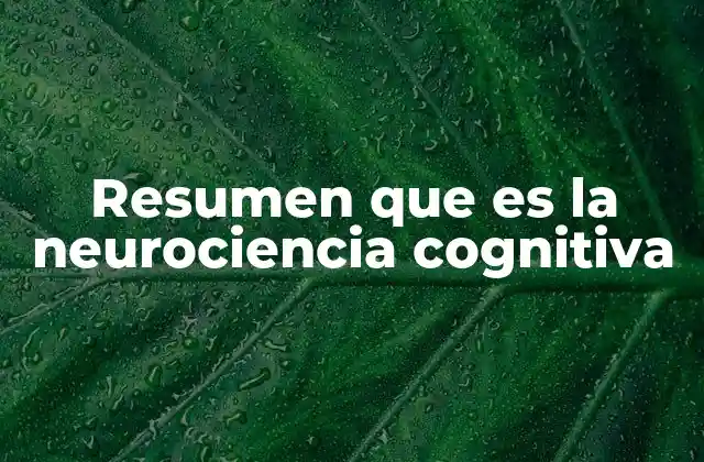 Resumen que es la Neurociencia Cognitiva