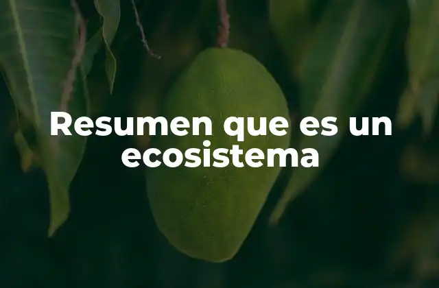 Resumen que es un Ecosistema