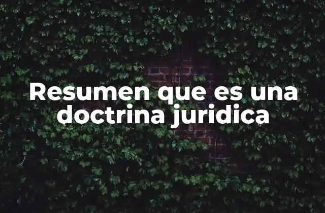 Resumen que es una Doctrina Juridica