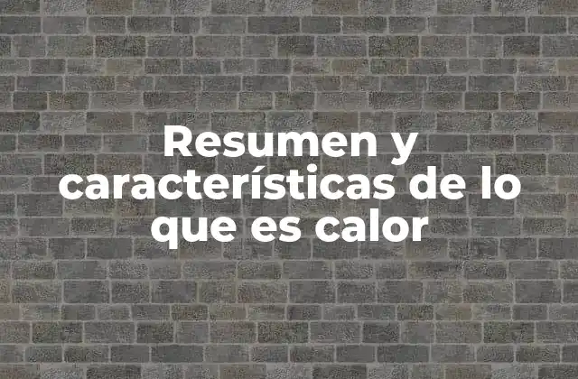 Resumen y Características de Lo que es Calor