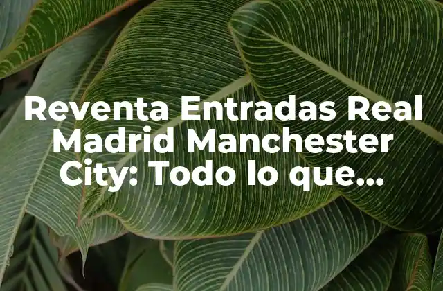 Reventa Entradas Real Madrid Manchester City: Todo Lo que Necesitas Saber