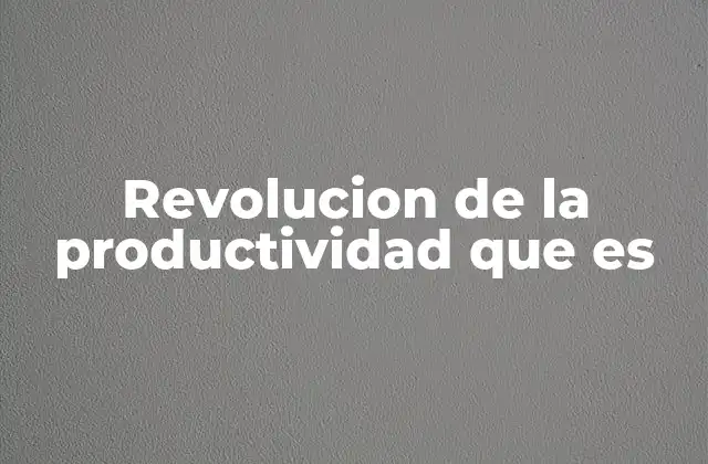 Revolucion de la Productividad que es