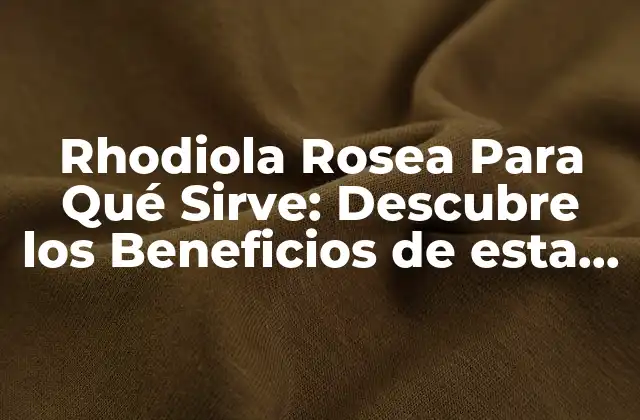 Rhodiola Rosea para Qué Sirve: Descubre los Beneficios de Esta Planta Adaptógena