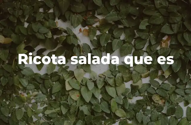 Ricota Salada que es