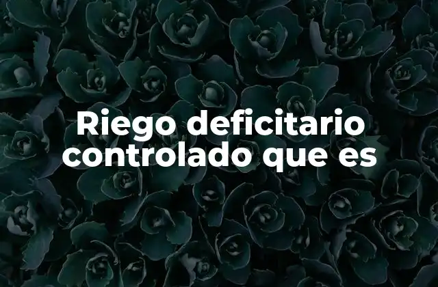Riego Deficitario Controlado que es