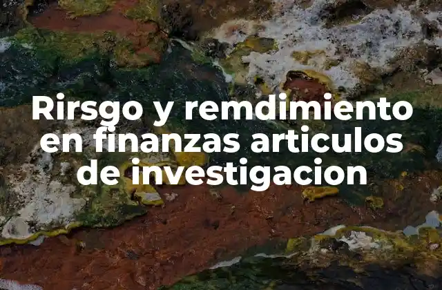 Rirsgo y Remdimiento en Finanzas Articulos de Investigacion
