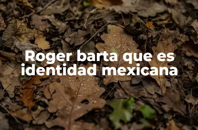 Roger Barta que es Identidad Mexicana