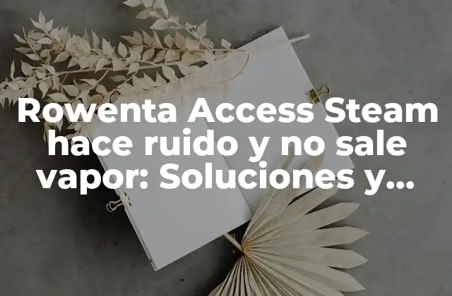 Rowenta Access Steam Hace Ruido y No Sale Vapor: Soluciones y Consejos para Reparar Tu Plancha de Vapor