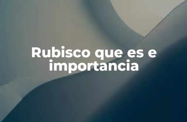 Rubisco que es e Importancia