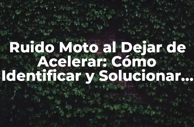 Ruido Moto Al Dejar de Acelerar: Cómo Identificar y Solucionar el Problema