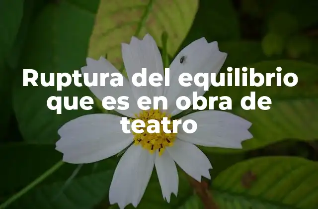 Ruptura Del Equilibrio que es en Obra de Teatro 2 El papel de la ruptura del equilibrio en la estructura dramática