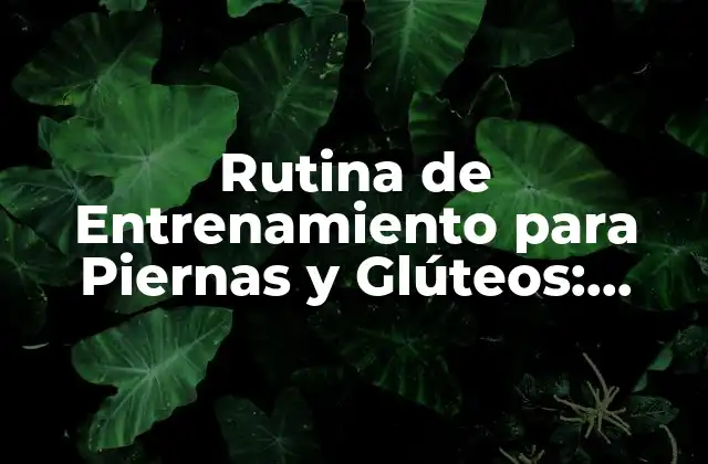 Rutina de Entrenamiento para Piernas y Glúteos: Aumenta Tu Fuerza y Definición