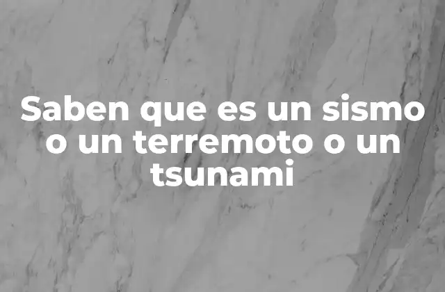 Saben que es un Sismo o un Terremoto o un Tsunami