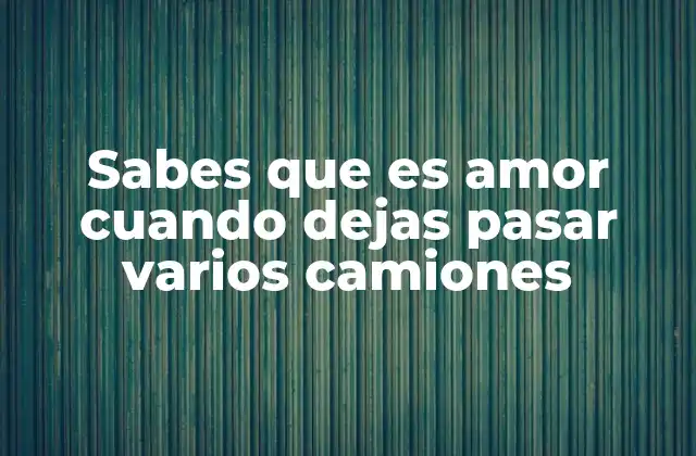 Sabes que es Amor Cuando Dejas Pasar Varios Camiones