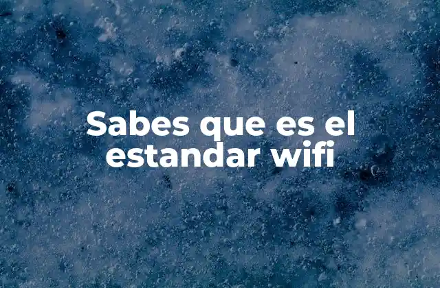 Sabes que es el Estandar Wifi