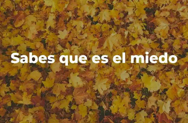 Sabes que es el Miedo