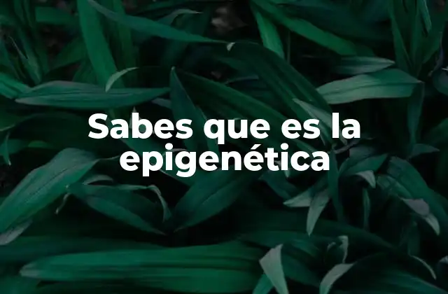 Sabes que es la Epigenética
