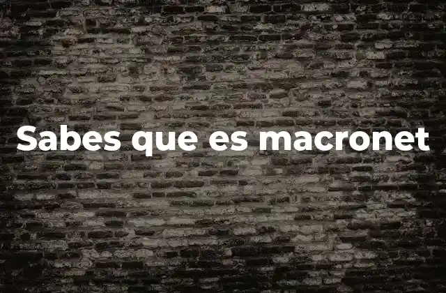 Sabes que es Macronet