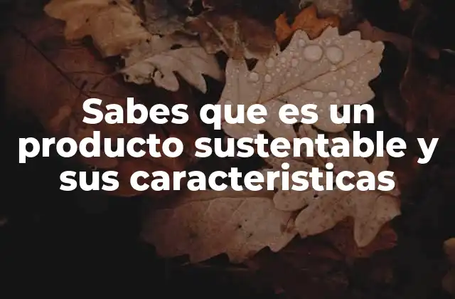 Sabes que es un Producto Sustentable y Sus Caracteristicas