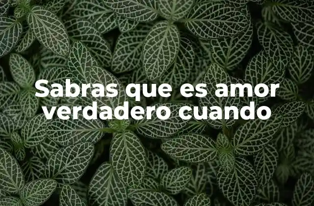 Sabras que es Amor Verdadero Cuando