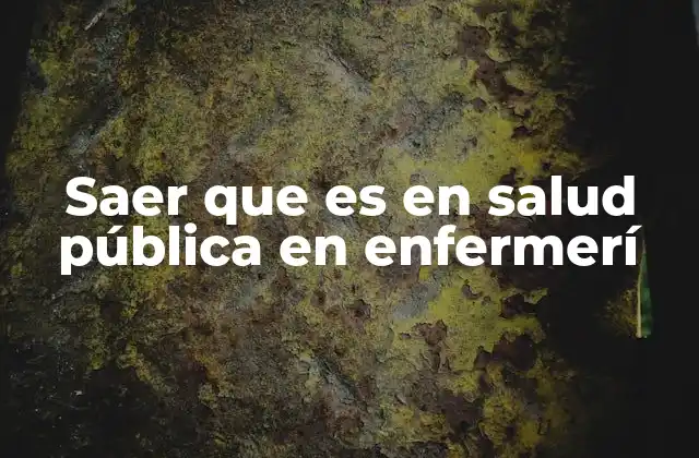 Saer que es en Salud Pública en Enfermerí